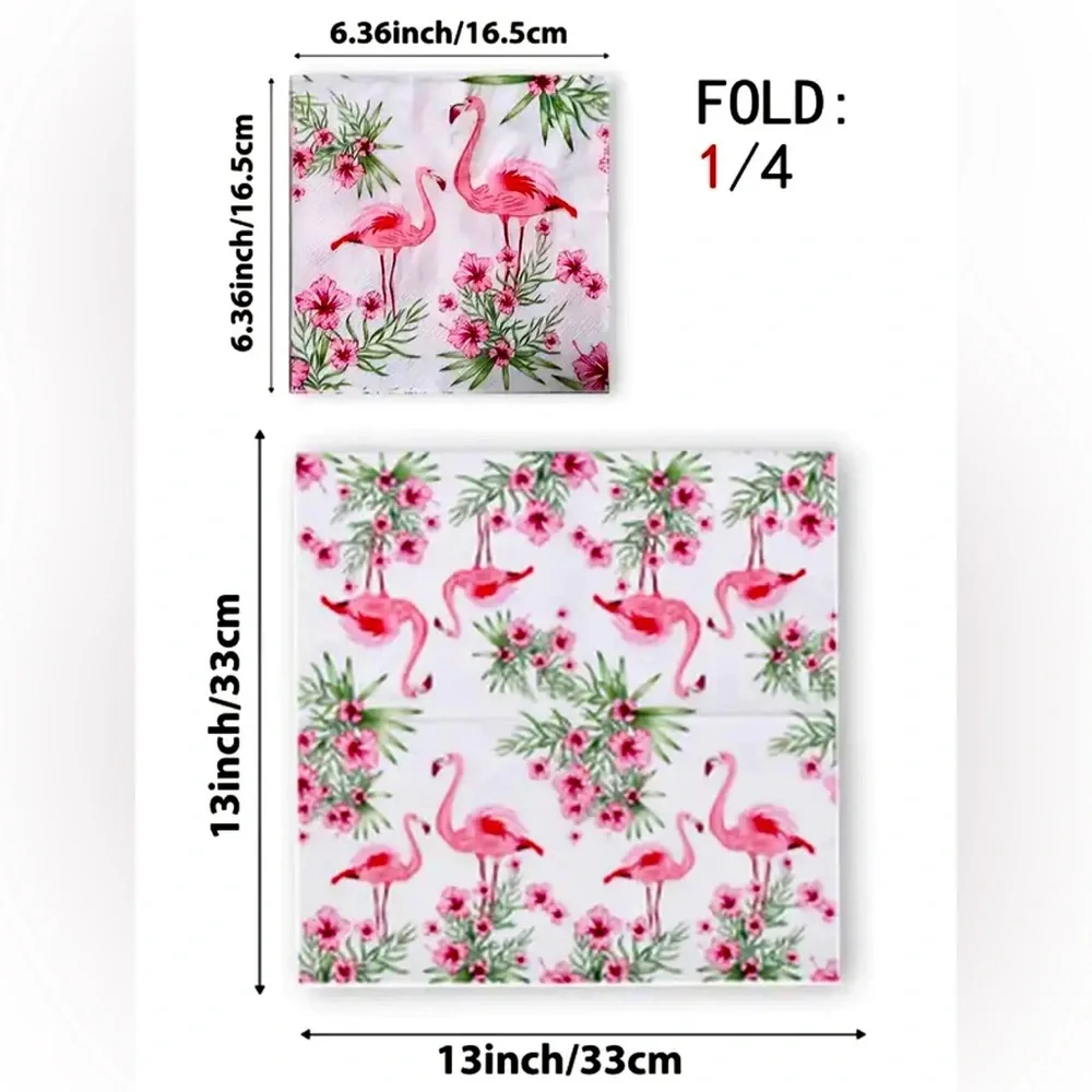 Pink Flamingo Hibiscus Luncheon Paper Napkins, 20 ct